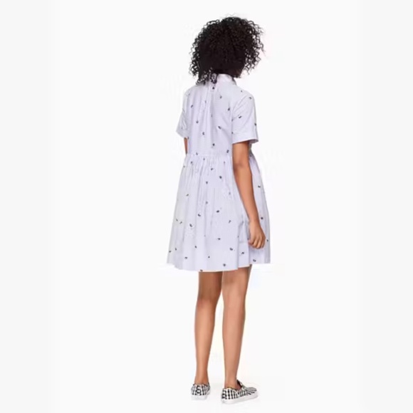 EUC Kate Spade Broome Street Abuzz Blue White Stripe Bumblee Bee Shirt Dress M - Picture 5 of 5